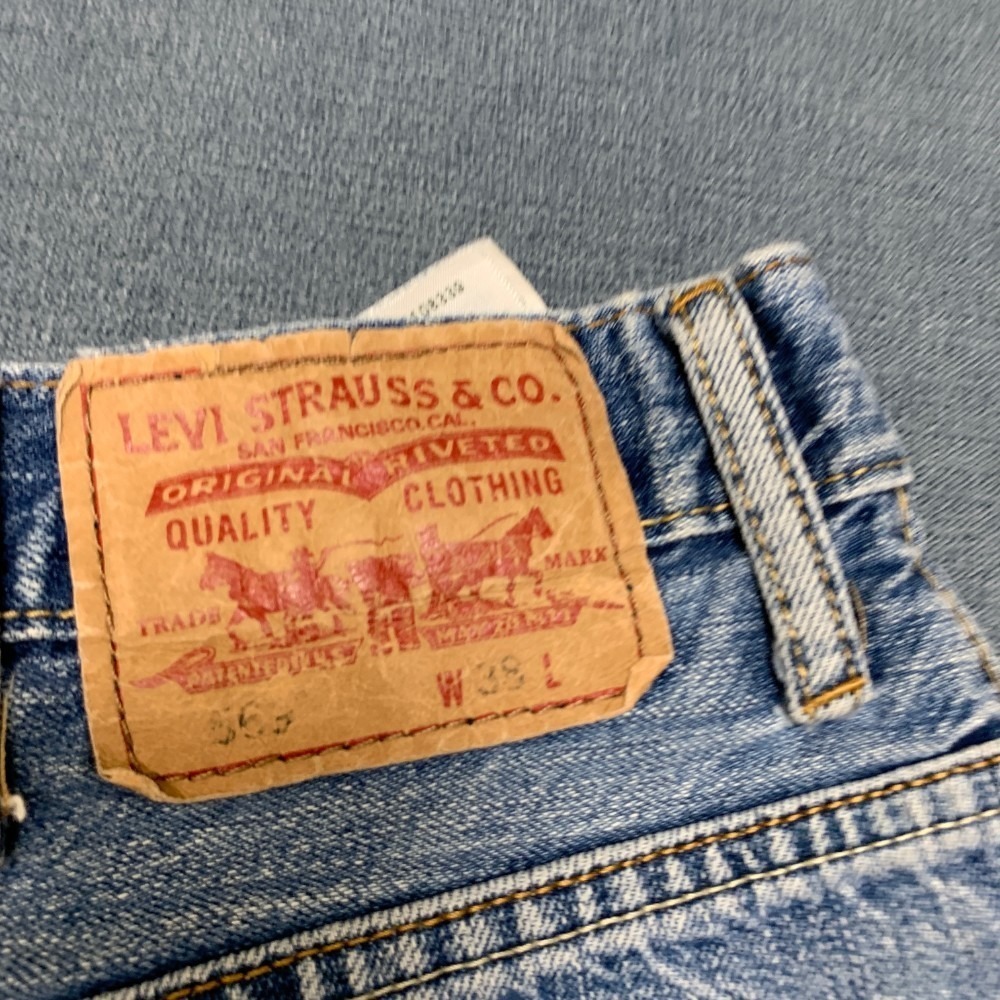 Levi's 569 Straight Denim Shorts Mens 38x12 Blue Cotton Loose Fit Medium Wash - Picture 7 of 16